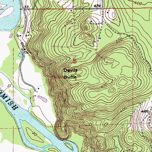 Topographic Map of Devils Butte, WA