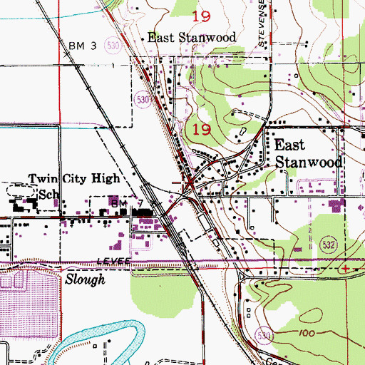 Topographic Map of East Stanwood, WA