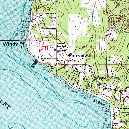 Topographic Map of Fairview, WA