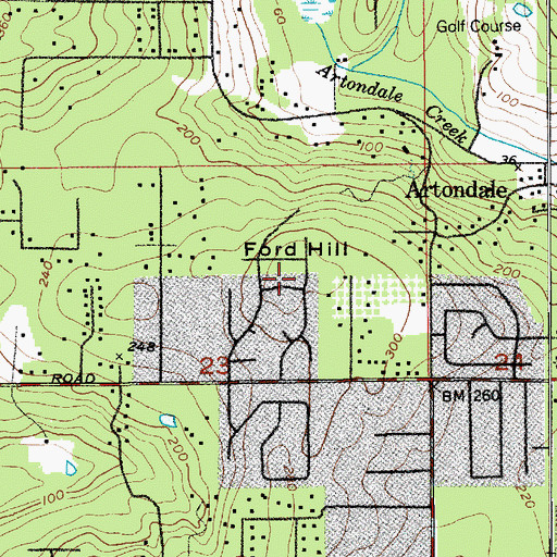 Topographic Map of Ford Hill, WA