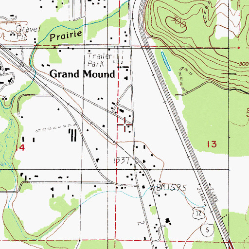 Topographic Map of Grand Mound, WA
