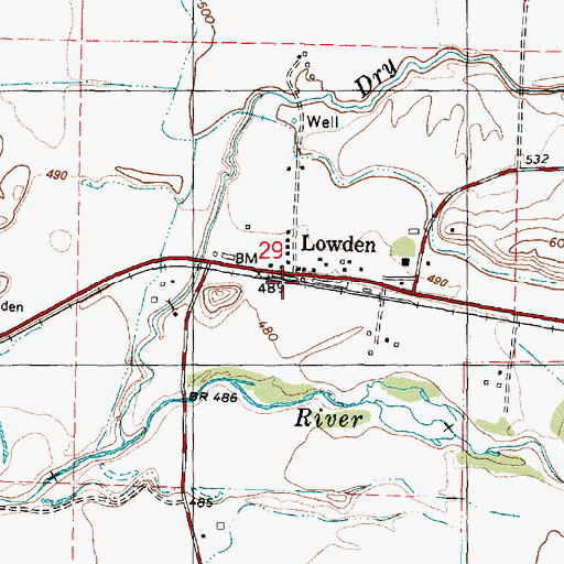 Topographic Map of Lowden, WA