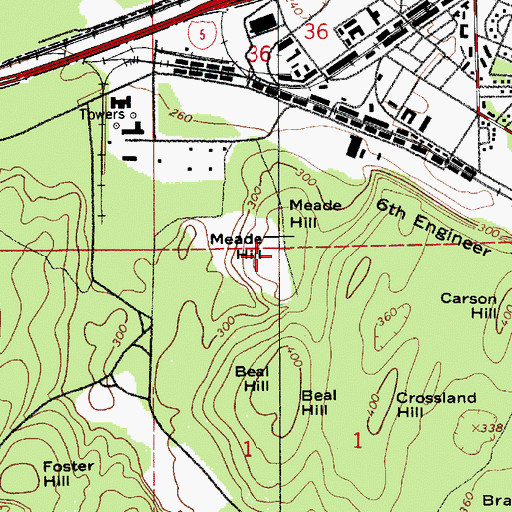 Topographic Map of Meade Hill, WA