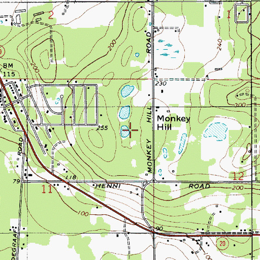 Topographic Map of Monkey Hill, WA