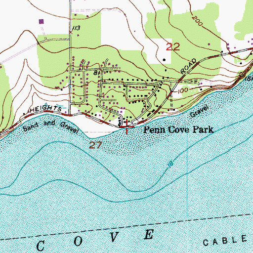 Topographic Map of Penn Cove Park, WA