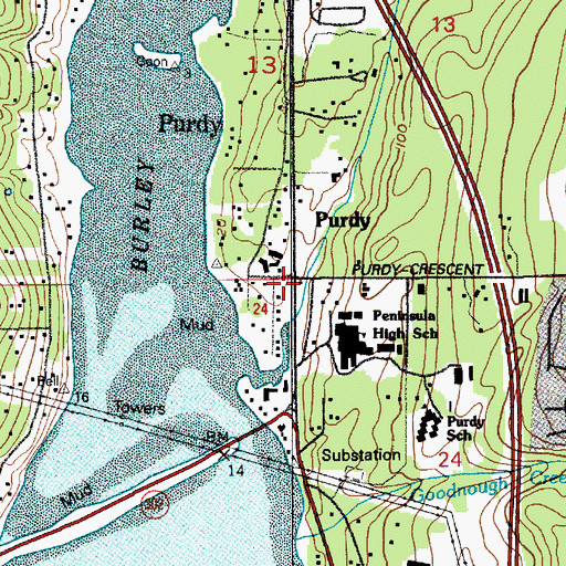 Topographic Map of Purdy, WA