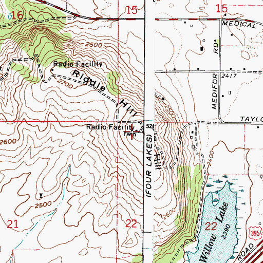 Topographic Map of Riddle Hill, WA
