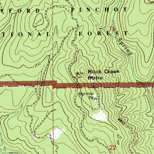 Topographic Map of Rock Creek Butte, WA