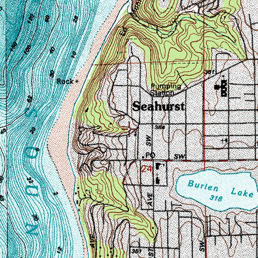 Topographic Map of Seahurst, WA