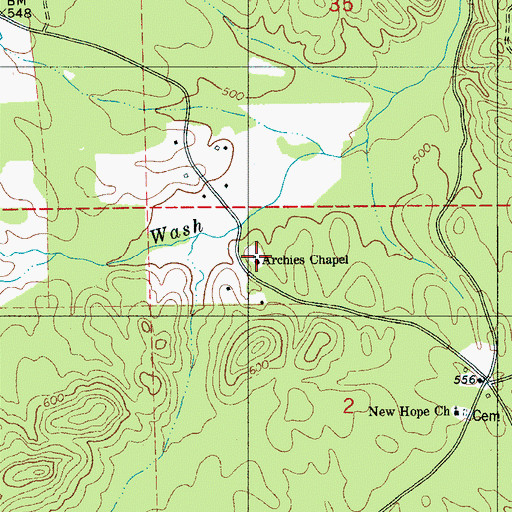 Topographic Map of Archers Chapel Cemetery, AL