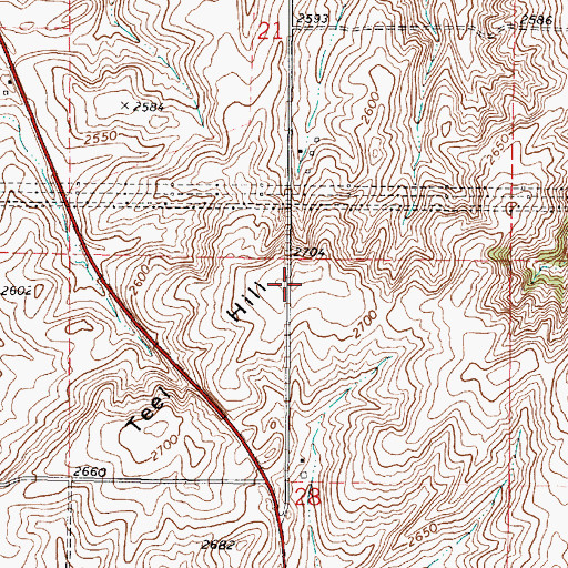 Topographic Map of Teel Hill, WA
