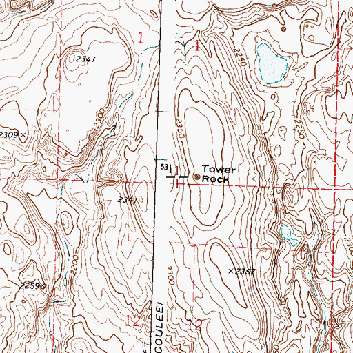 Topographic Map of Tower Rock, WA