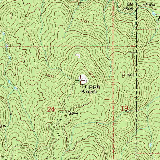 Topographic Map of Tripps Knob, WA