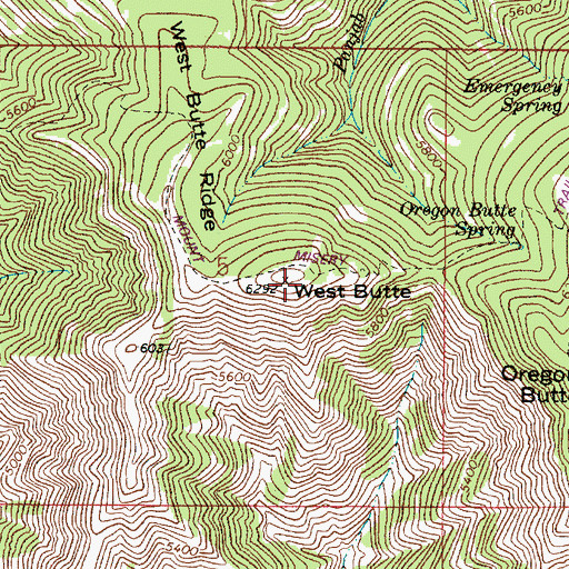 Topographic Map of West Butte, WA