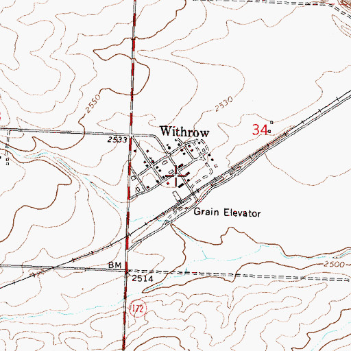 Topographic Map of Withrow, WA