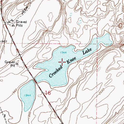 Topographic Map of Crooked Knee Lake, WA