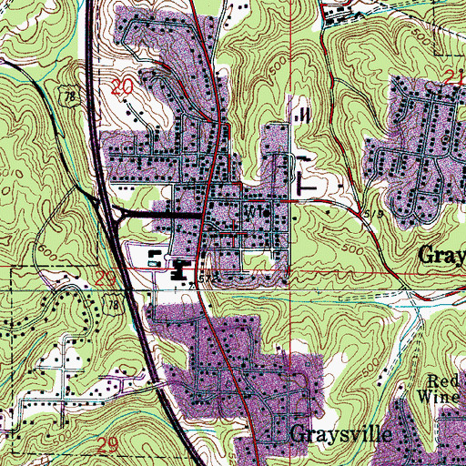 Topographic Map of Graysville First United Methodist Church, AL