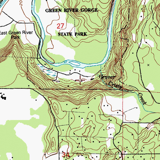 Topographic Map of Flaming Geyser State Park, WA