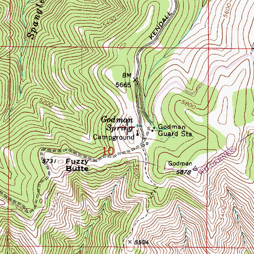 Topographic Map of Godman Spring, WA