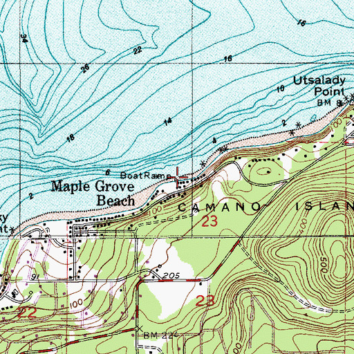 Topographic Map of Maple Grove Beach, WA