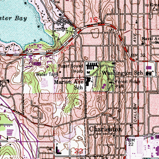 Topographic Map of Marion Avenue School, WA