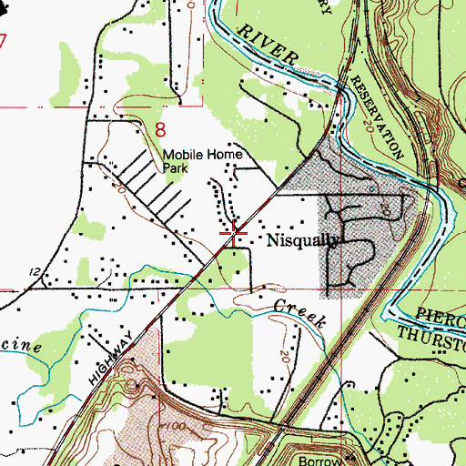 Topographic Map of Nisqually, WA
