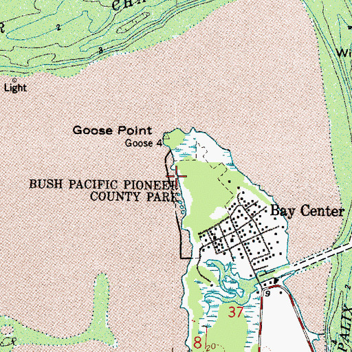 Topographic Map of Bush Pioneer County Park, WA