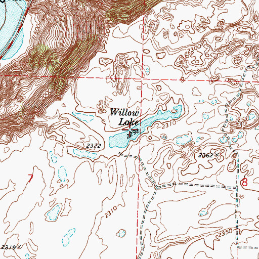 Topographic Map of Willow Lake, WA