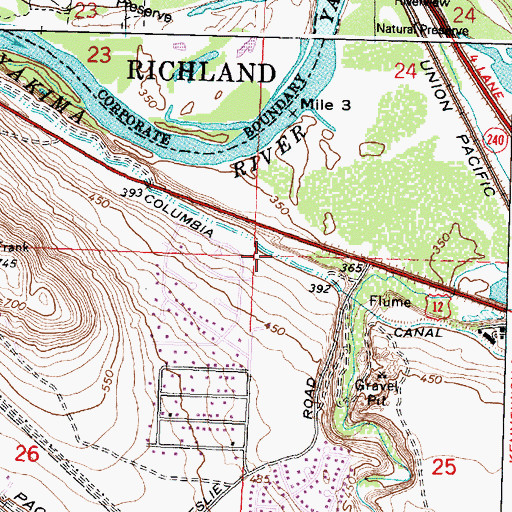 Topographic Map of Columbia Canal, WA