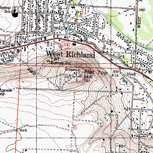 Topographic Map of Flat Top Hill, WA
