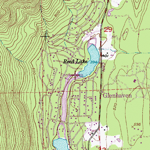 Topographic Map of Reed Lake, WA