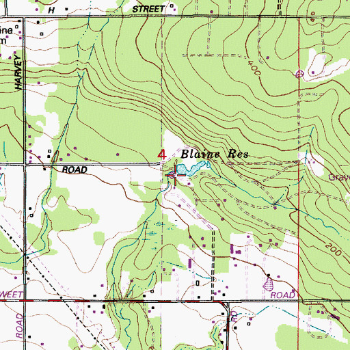 Topographic Map of Blaine Reservoir, WA