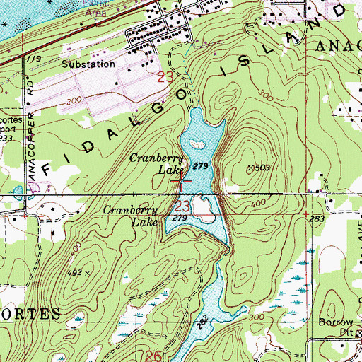 Topographic Map of Cranberry Lake, WA