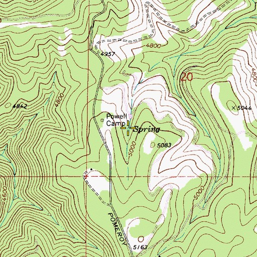 Topographic Map of Powell Spring, WA