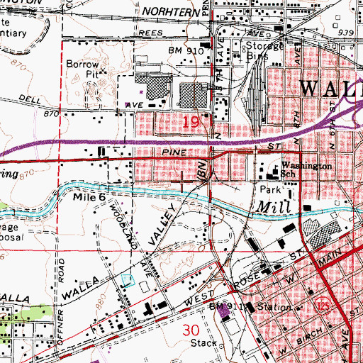 Topographic Map of Walla Walla Ranger Station, WA