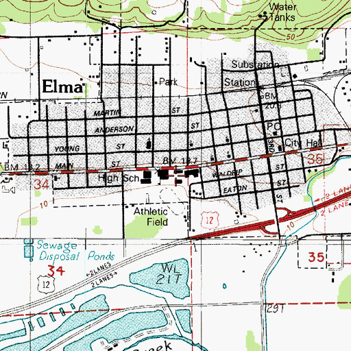 Topographic Map of Elma Middle School, WA