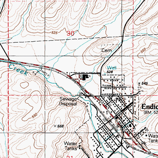 Topographic Map of Endicott High School (historical), WA