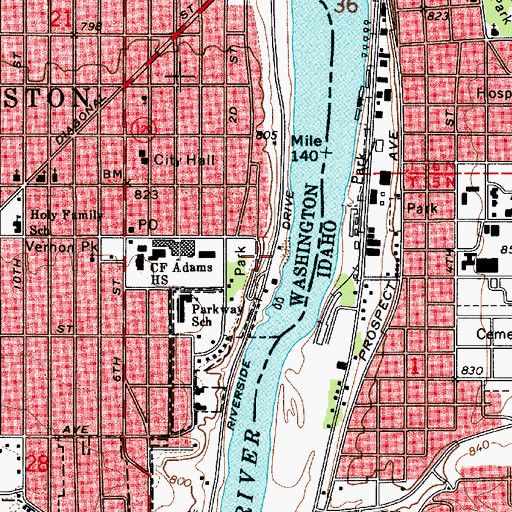 Topographic Map of Beachview Park, WA