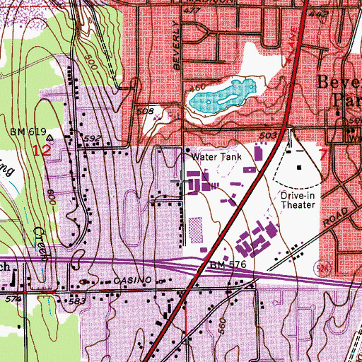Topographic Map of Evergreen Way Interchange, WA