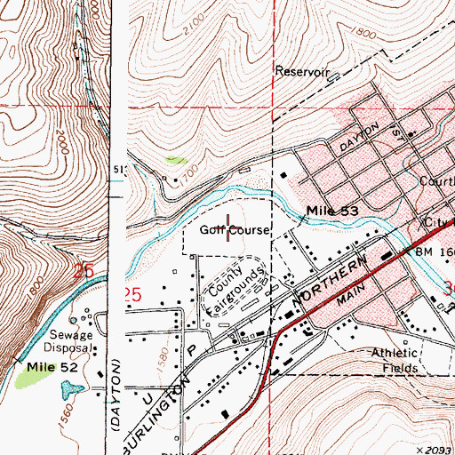 Topographic Map of Touchet Valley Golf Course, WA