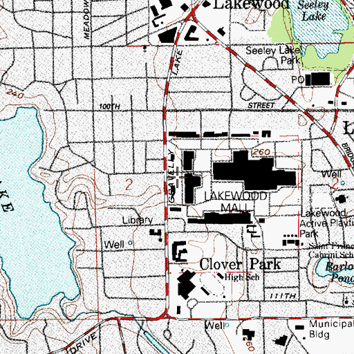 Topographic Map of Lakewood Colonial Center, WA