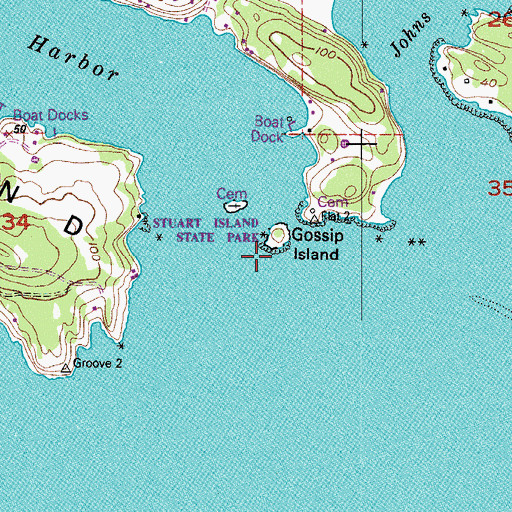 Topographic Map of Gossip Islands, WA