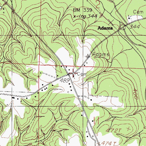 Topographic Map of Hillcrest Cemetery, AL