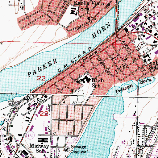 Topographic Map of Frontier Middle School, WA