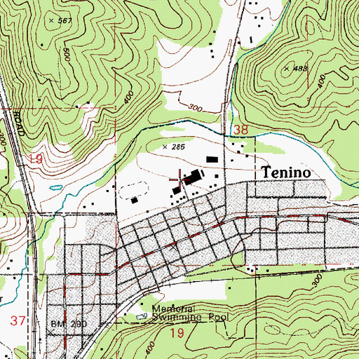 Topographic Map of Tenino Middle School, WA