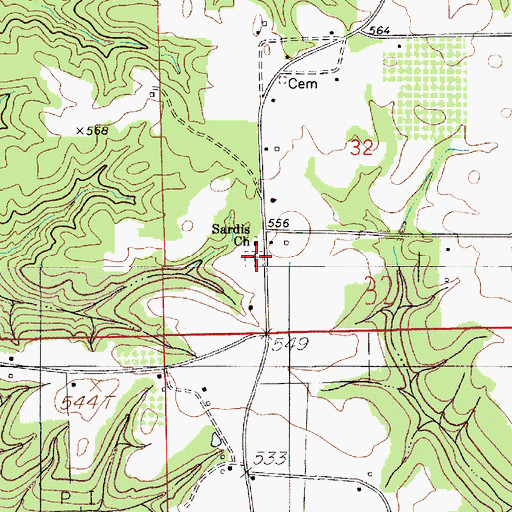 Topographic Map of Sardis Cemetery, AL