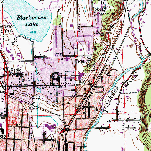 Topographic Map of Emerson Elementary School, WA