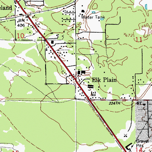 Topographic Map of Elk Plain School of Choice, WA