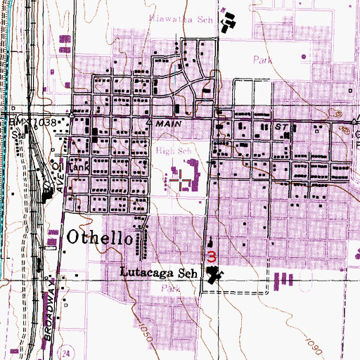 Topographic Map of Othello High School, WA