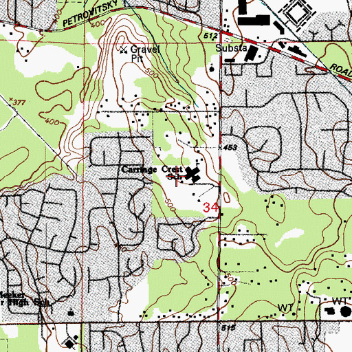 Topographic Map of Carriage Crest Elementary School, WA